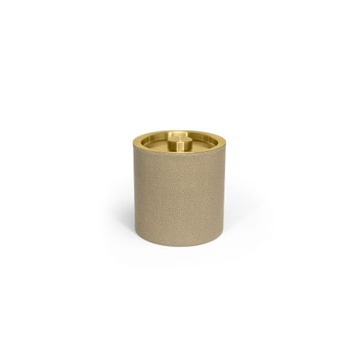 Belize Ice Bucket 3.5 Quart Round, Dune with Matte Brass Lid